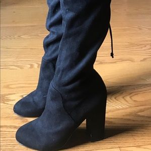 Farylrobin over-the-knee black Vegan suede boots